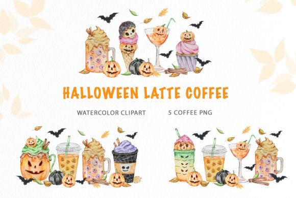 Elevating Autumn Design with Watercolor Horror Fall Coffee Clipart