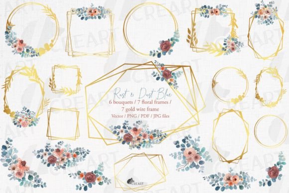 Elevating Event Design with Floral Eucalyptus Bridal Gold Templates and Rustic Blue Aesthetics