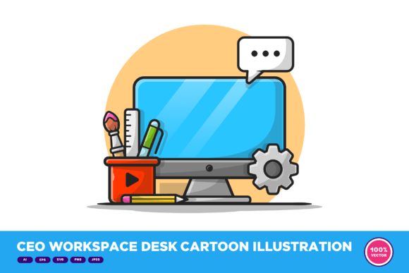 Evaluating the CEO Workspace Desk Cartoon Illustration for Design Projects