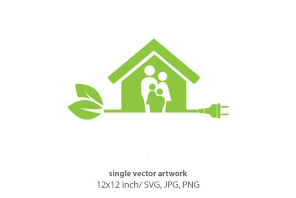Green Family House: A Versatile SVG for Modern Creators