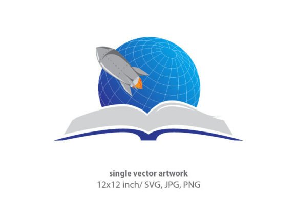 Open Book, Rocket and Planet: Elevating Digital Design with Vector Art Assets