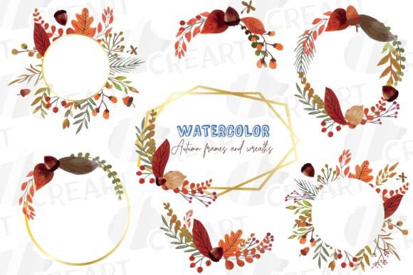 Watercolor Autumn Wreaths & Frames